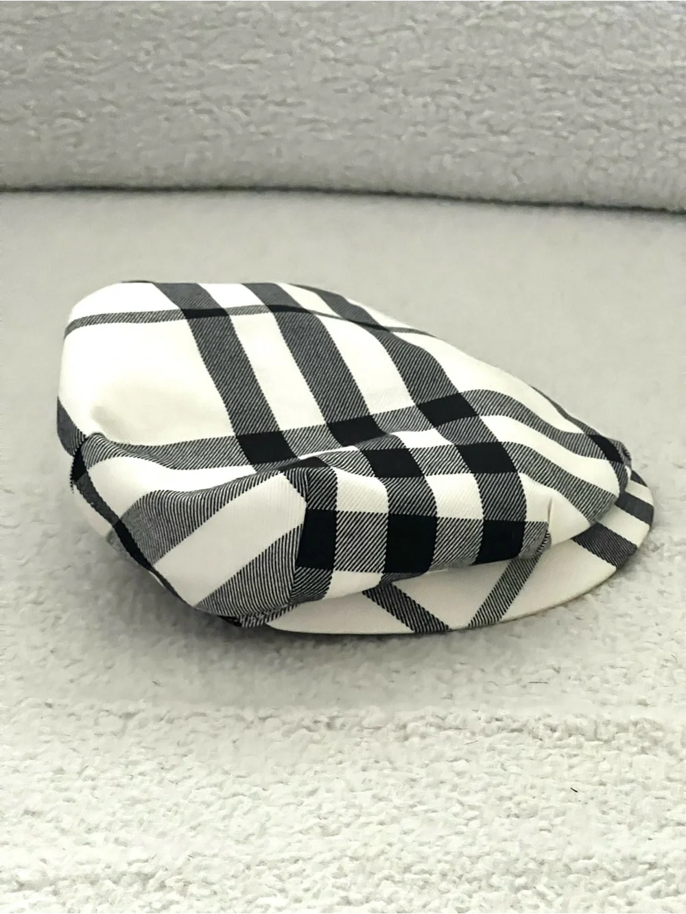 Burberry Black & White Plaid Newsboy Cap